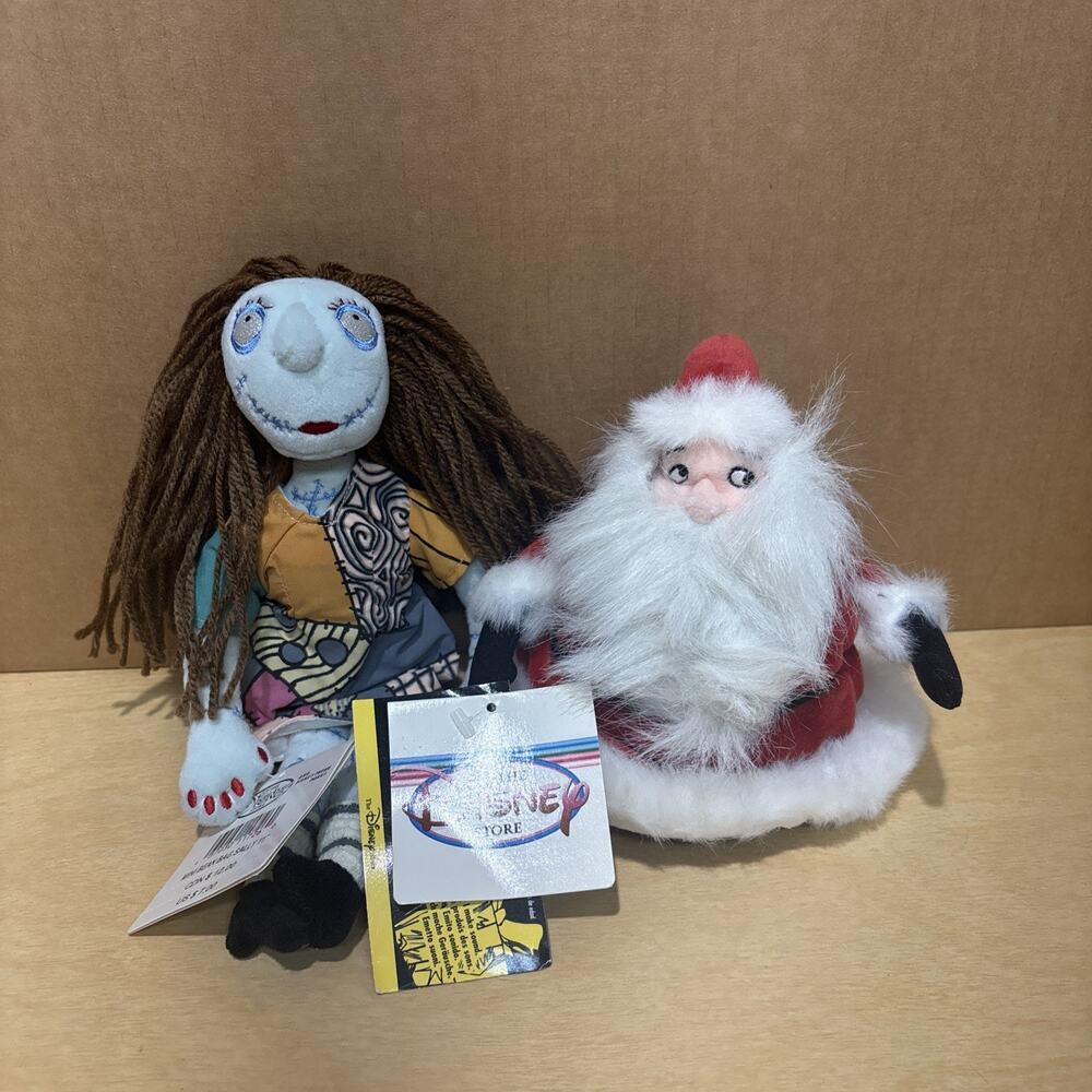 Disney Store Nightmare Before Christmas Bean Bag Plush Sally & Santa Vintage